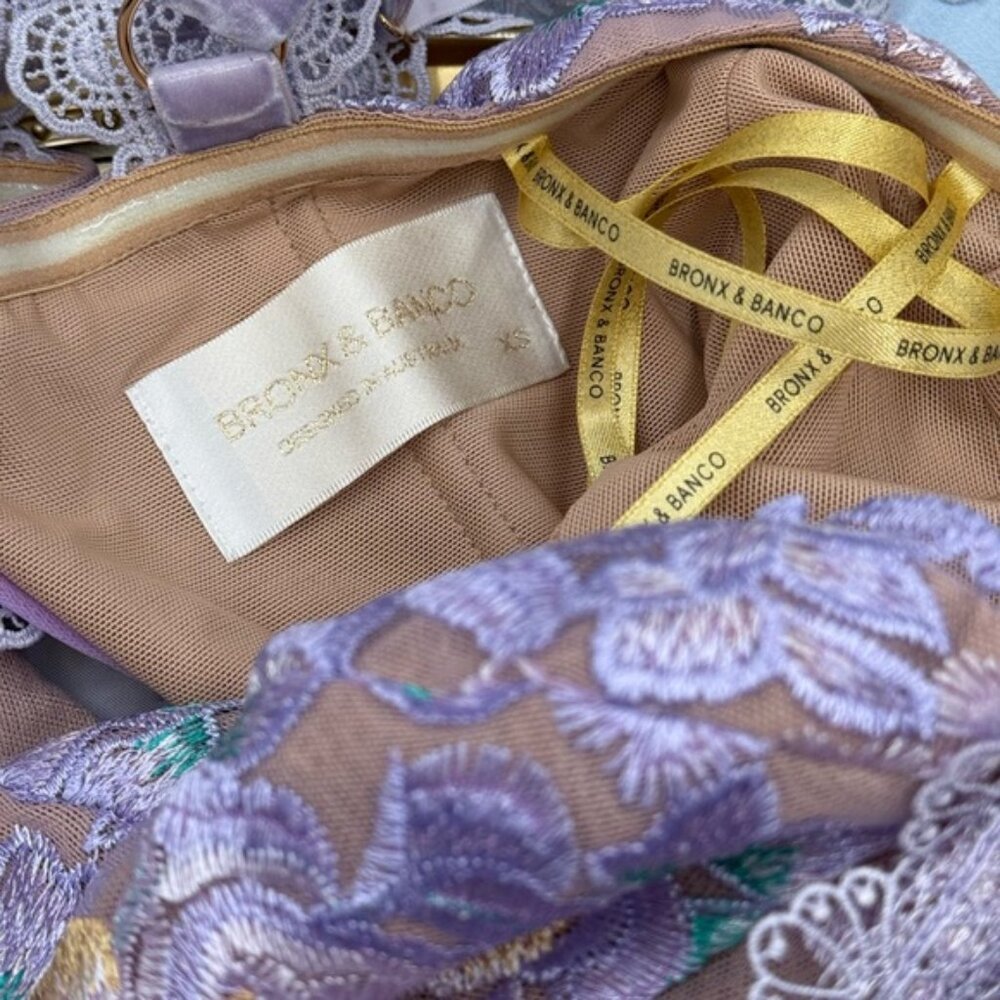 🆕 BRONX & BANCO 🧿 NWOT Eva Embroidered High-Low Midi Dress, Purple Sz XS US 2 - Picture 14 of 15